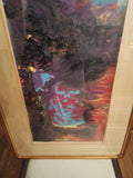 Vintage Mid Century Modern Surrealist Abstract Painting Under Glass