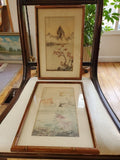 Pair Of Antique chinese paintings signed oriental Asian art