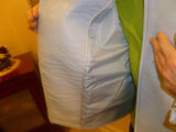 Ladies Light Blue Vince Camuto Size 2 Faux Leather Jacket - Diamonds Sapphires Rubies Emeralds