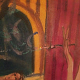 1950's Nude Girls Oil Painting Modernist  Signed