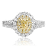18K Gold Yellow Diamond Ring 1.06 TCW with 0.36 Carat Oval Size 6.5 - Diamonds Sapphires Rubies Emeralds