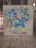 Massive Mid Century Modern Vintage Floral Signed Painting 48" X 48" #912008