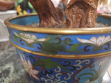 Hand Painted Japanese Flower Pot With Artificial Flowers With Jade 19.5" Tall