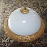 Vintage French Opaline Gilt Bronze Dome Light Fixture