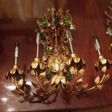 Pair Of Vintage Hollywood Regency Mid Century Modern Large Gilt Sconces