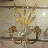French Rock Crystal Gilt Pair Of Large Sconces
