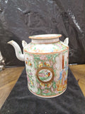 Antique Chinese Teapot Porcelain 6.5" Tall X 6" Diameter - Diamonds Sapphires Rubies Emeralds