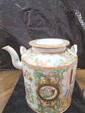 Antique Chinese Teapot Porcelain 6.5" Tall X 6" Diameter - Diamonds Sapphires Rubies Emeralds