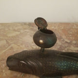 Antique Gold Inlaid Fish Orientalist Inkwell