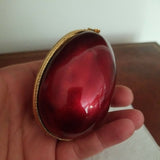 Vintage Enamel Egg Box Maroon - Diamonds Sapphires Rubies Emeralds