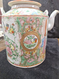 Antique Chinese Teapot Porcelain 6.5" Tall X 6" Diameter - Diamonds Sapphires Rubies Emeralds