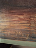 Antique Painting Signed Ships Harbor Impressionist