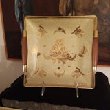 Mid Century Modern Designer Vintage Georges Briard Gold Glass Platter #9608