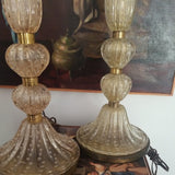 Mid century Modern Pair Of Murano Venetian Lamps