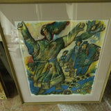 Signed Israeli Painting Famous Artist - Diamonds Sapphires Rubies Emeralds