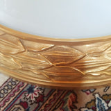 Vintage French Opaline Gilt Bronze Dome Light Fixture