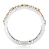 14K White, Rose, and Yellow Gold Ring with Pink, Yellow, and White Diamonds - Diamonds Sapphires Rubies Emeralds