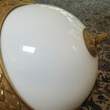 Vintage French Opaline Gilt Bronze Dome Light Fixture