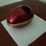 Vintage Enamel Egg Box Maroon - Diamonds Sapphires Rubies Emeralds