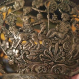 Antique Reticulated Silver Basket With Glass Insert