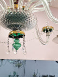 Czechoslovakian 1950 Overlay 12 Light Chandelier
