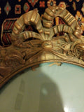 Pair Of Framed Oval Convex Glass Paintings Castles IMPERFECT CONDITION SEE PICS!