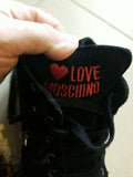 Women's Black Suede Moschino Ankle Length Boots Size 7 with Shearling Inside