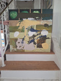 Mid Century Modern Abstract Expressionist Painting 1960's Apple