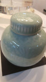 A Vintage Chinese Porcelain Celadon Glazed with Green Jade 5.25" Tall - Diamonds Sapphires Rubies Emeralds