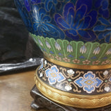 Pair Of Metalic Floral Vases with wooden custom bases perfect condition