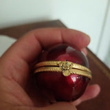 Vintage Enamel Egg Box Maroon - Diamonds Sapphires Rubies Emeralds