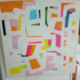 Contemporary Abstract Signed Painting Colors Hamptons Style "Pillow Fight" BENT!