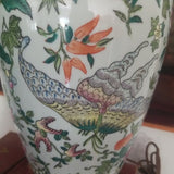 Vintage Pair Of Chinese porcelain Lamps Enamel