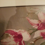 Vintage Asian Painting Still Life Green Flower Vase