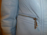 Ladies Light Blue Vince Camuto Size 2 Leather Jacket - Diamonds Sapphires Rubies Emeralds
