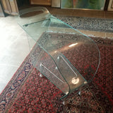 Modernist Scupltural Glass Signed Tea Cart