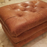 Vintage Leather Trunk Cognac Ottoman Large