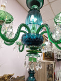 19th Century Osler English Emerald Green 6 Light Perfect Condition