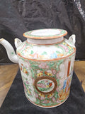 Antique Chinese Teapot Porcelain 6.5" Tall X 6" Diameter - Diamonds Sapphires Rubies Emeralds