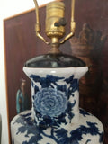 Pair Of Vintage Chinese Porcelain Blue And White Lamps