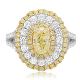 18K White & Yellow Gold Yellow Diamond Ring Size 6.5 GIA Certified - Diamonds Sapphires Rubies Emeralds