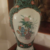 Antique Chinese Porcelain 100 Years Old Lamp - Diamonds Sapphires Rubies Emeralds