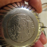 Set Of 2 Antique Sterling Silver Small Dishes With Spanish Coins Marked 1792