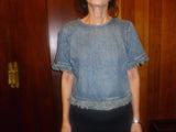 Michael Kors Lady's Denim 100% Cotton Size Small Top - Diamonds Sapphires Rubies Emeralds