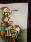 Stylized Signed Painting Of Kids Playing Music Reminiscent of Joyce Royball - Diamonds Sapphires Rubies Emeralds