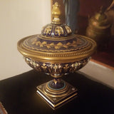 Antique Cobalt Jeweled Sevres Centerpiece