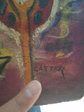 1960's Nude Girl Mid Century Modern Painting Signed Caster