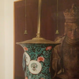 Antique Chinese Porcelain 100 Years Old Lamp - Diamonds Sapphires Rubies Emeralds
