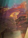 Vintage Mid Century Modern Surrealist Abstract Painting Under Glass