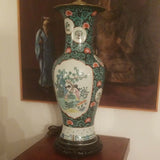 Antique Chinese Porcelain 100 Years Old Lamp - Diamonds Sapphires Rubies Emeralds